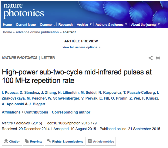 Laser pulses for ultrahigh molecular sensitivity, in Nature Photonics